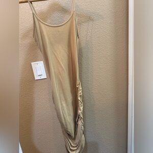 Ruched tan fashion nova dress
